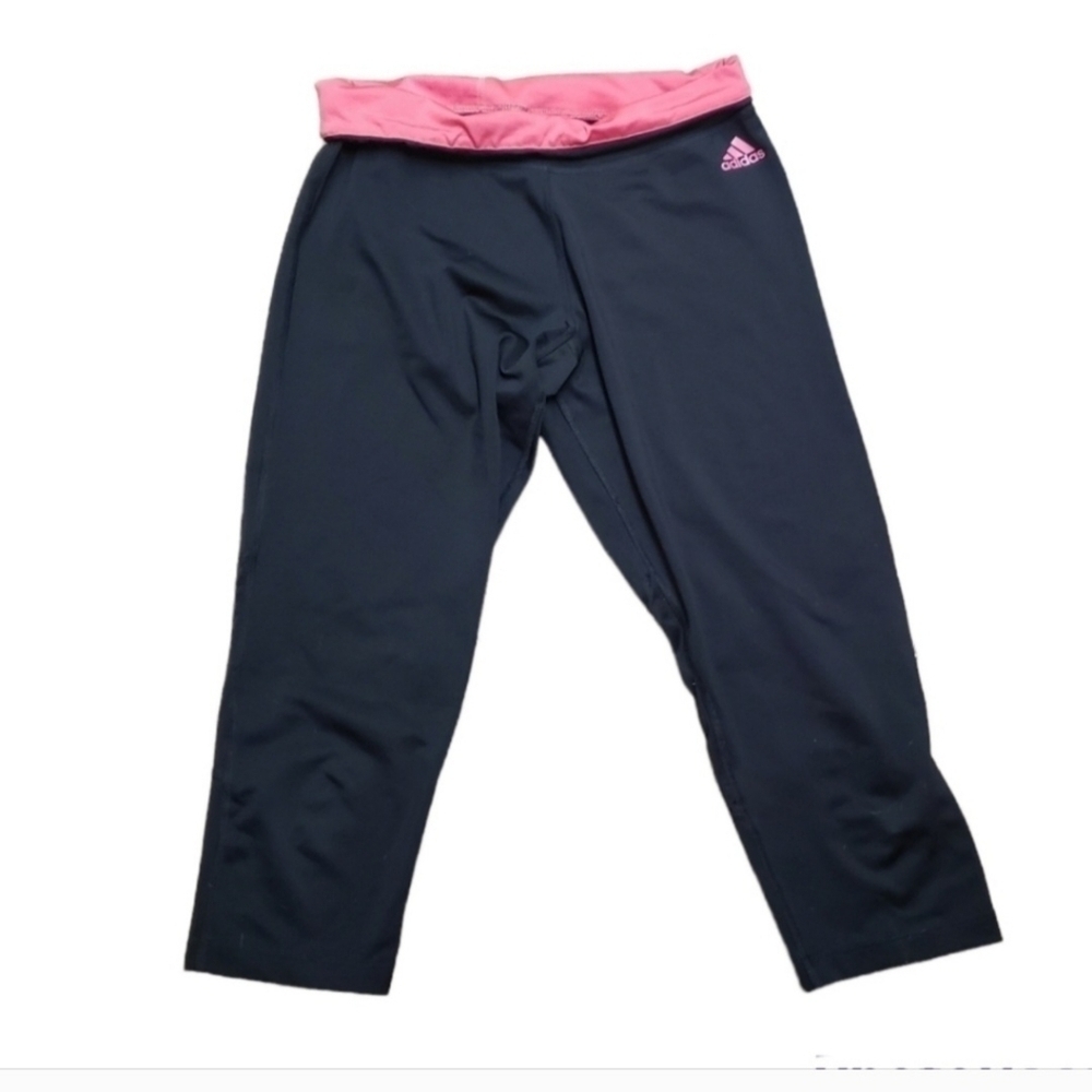 Adidas Climalite Capri Leggings Black/ Pink Waistband Size S Adidas